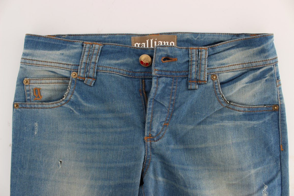 John Galliano Schlanke blaue Designer-Jeans mit schmaler Passform