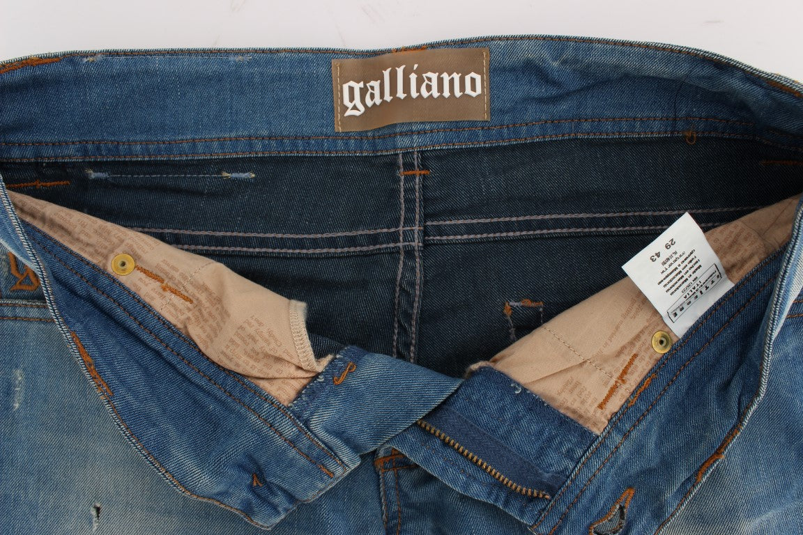 John Galliano Schlanke blaue Designer-Jeans mit schmaler Passform