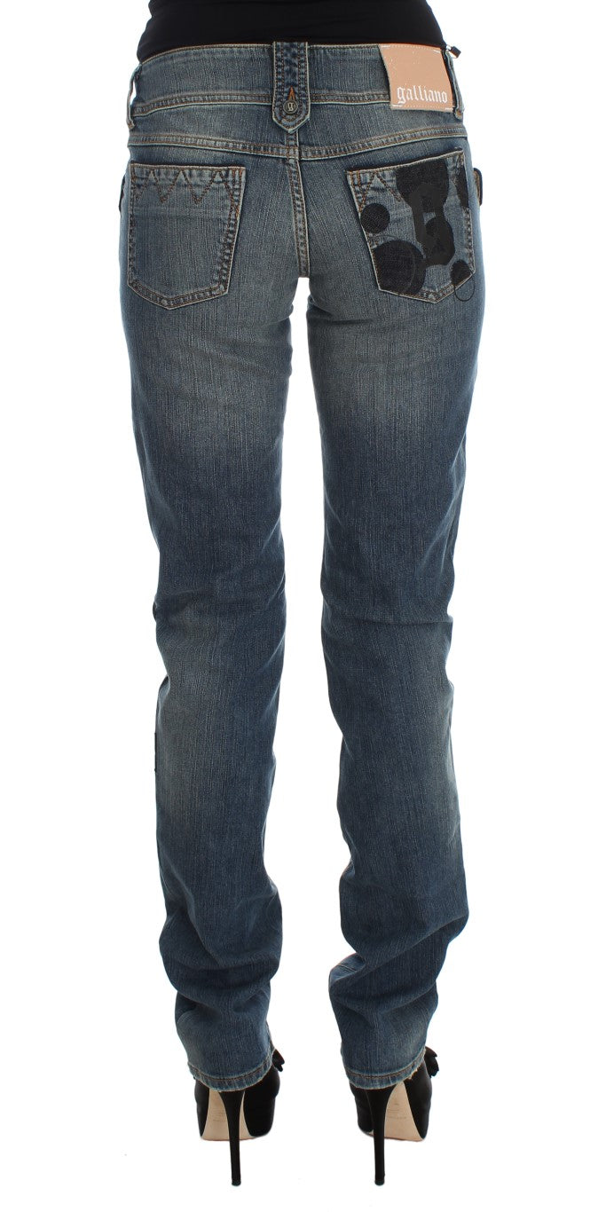 John Galliano Schicke Slim Fit Bootcut Jeans in blauer Waschung