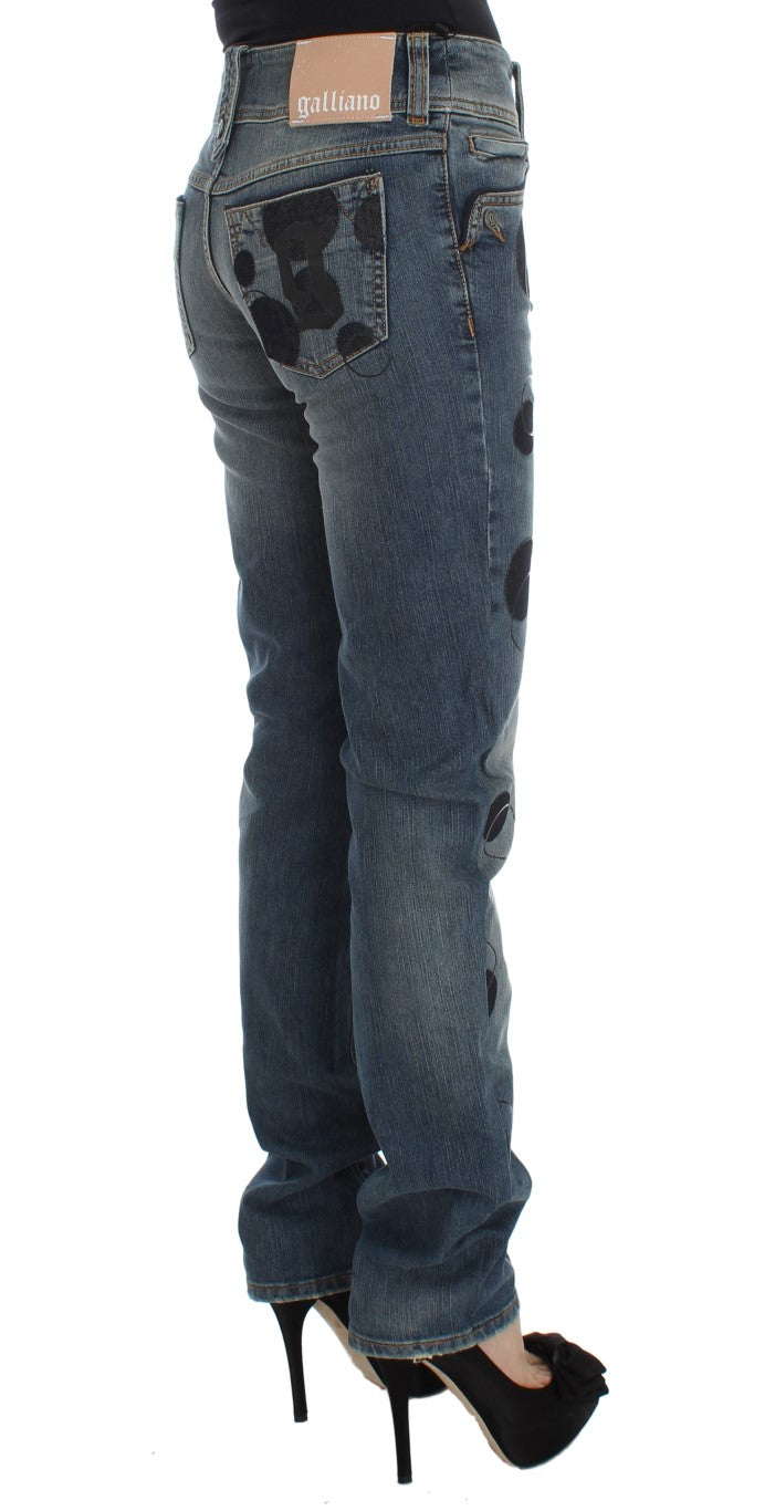 John Galliano Schicke Slim Fit Bootcut Jeans in blauer Waschung