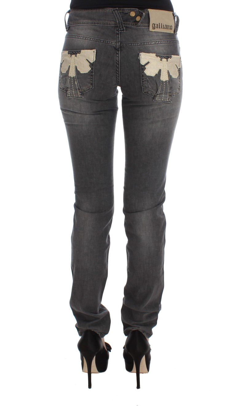 John Galliano Elegante Slim Fit Jeans mit grauer Waschung