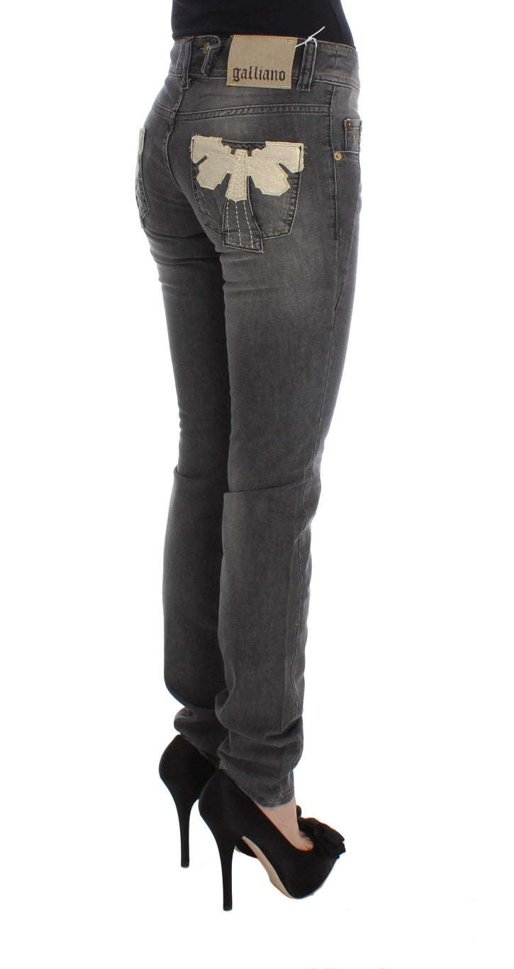 John Galliano Elegante Slim Fit Jeans mit grauer Waschung