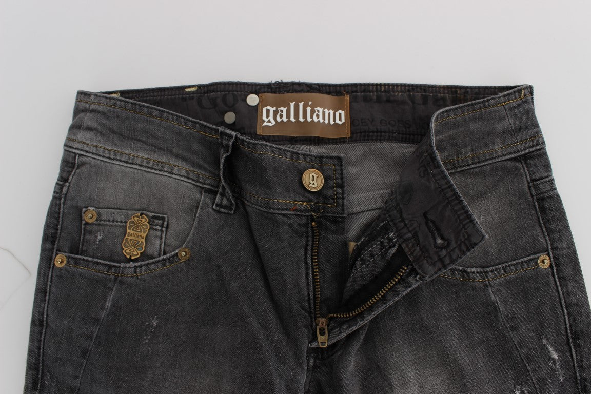 John Galliano Elegante Slim Fit Jeans mit grauer Waschung