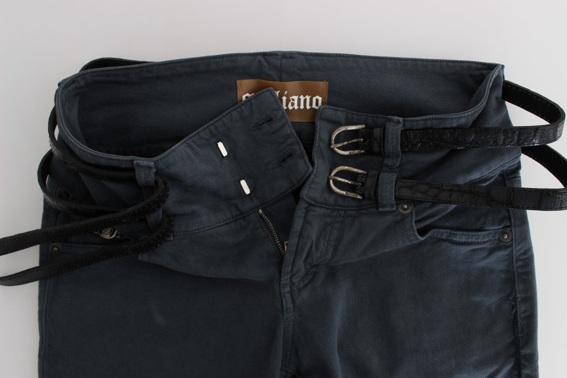 John Galliano Schlanke italienische Slim Fit Jeans in schickem Blau