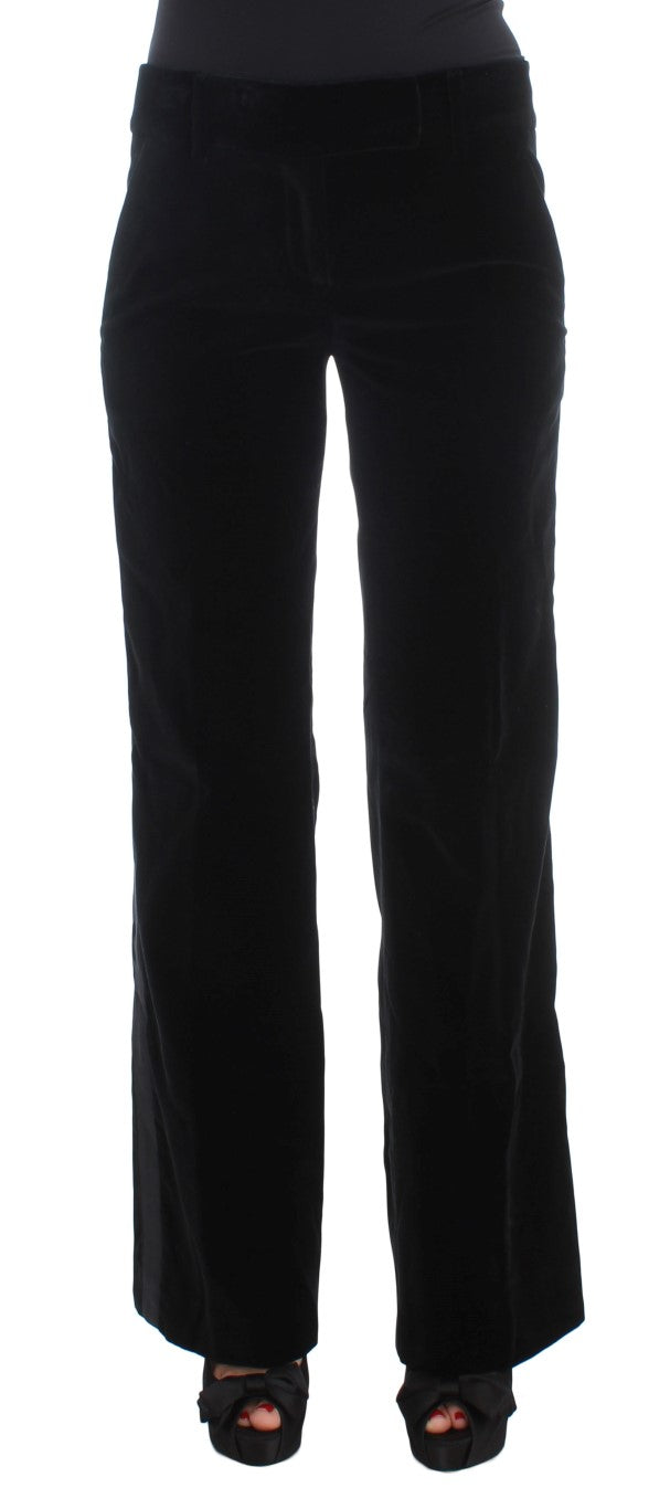 Ermanno Scervino Elegante Schwarze Hose mit weitem Bein aus Seidenmischung