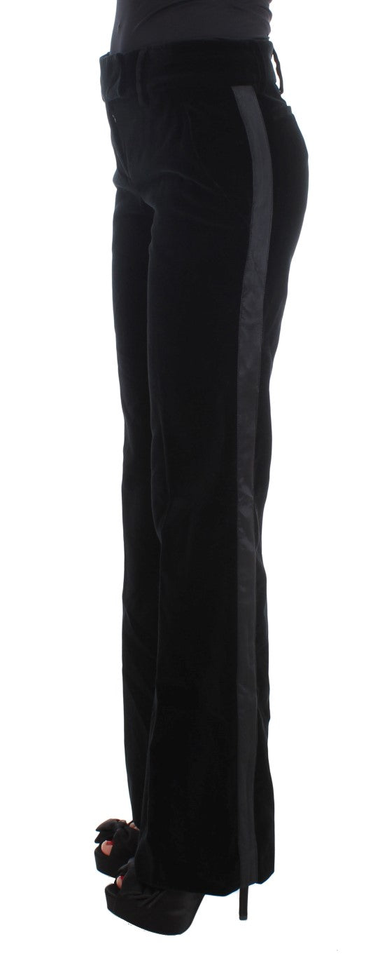 Ermanno Scervino Elegante Schwarze Hose mit weitem Bein aus Seidenmischung