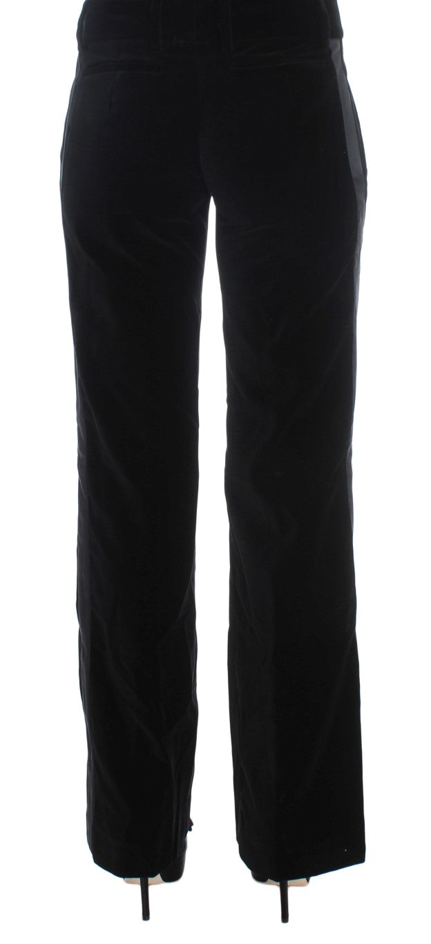 Ermanno Scervino Elegante Schwarze Hose mit weitem Bein aus Seidenmischung