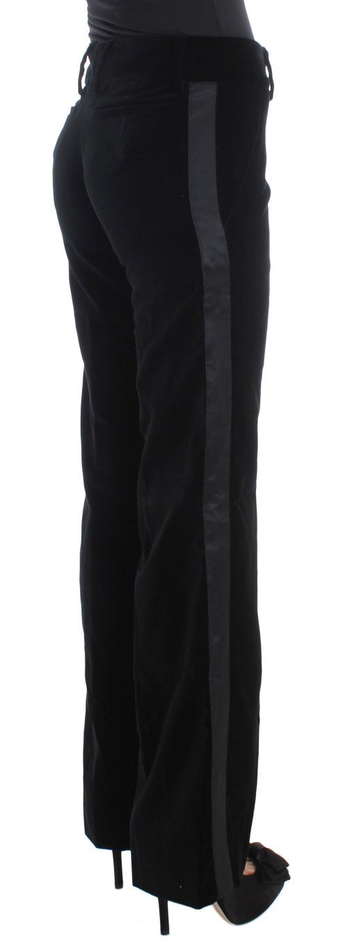 Ermanno Scervino Elegante Schwarze Hose mit weitem Bein aus Seidenmischung