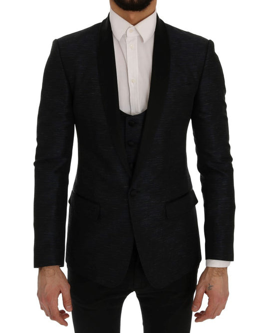 Dolce &amp; Gabbana Elegant Sini-Musta Slim Fit -pukukokonaisuus