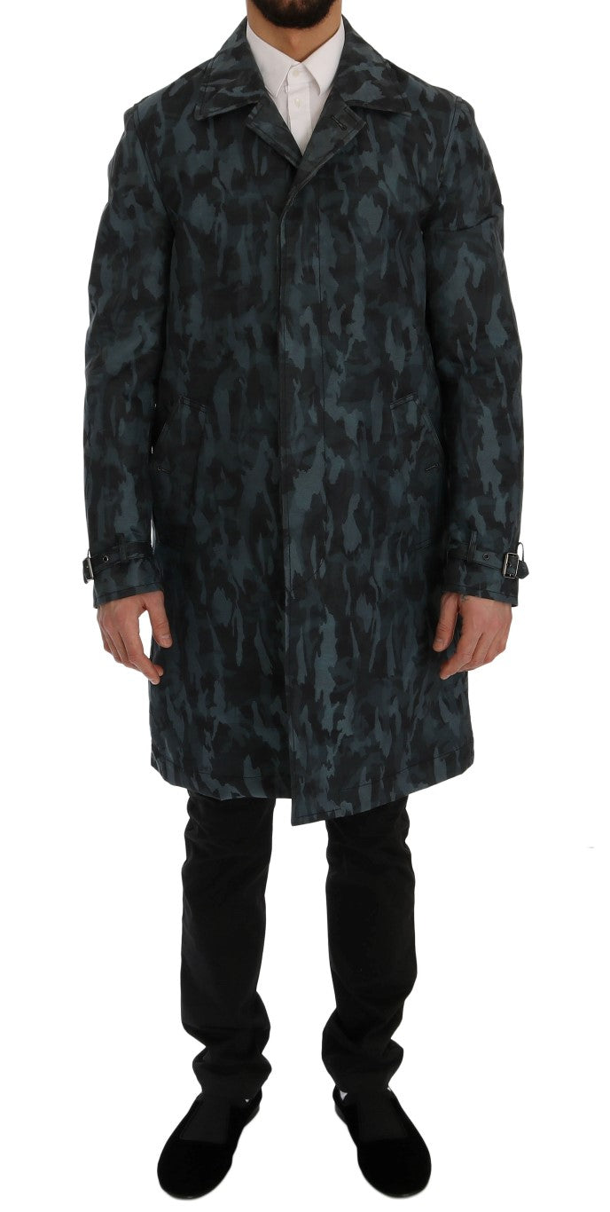 Dolce & Gabbana Blauer Camouflage Trenchcoat Eleganz