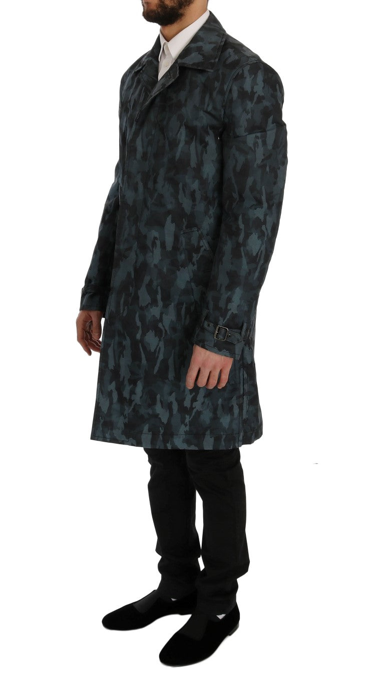 Dolce & Gabbana Blauer Camouflage Trenchcoat Eleganz