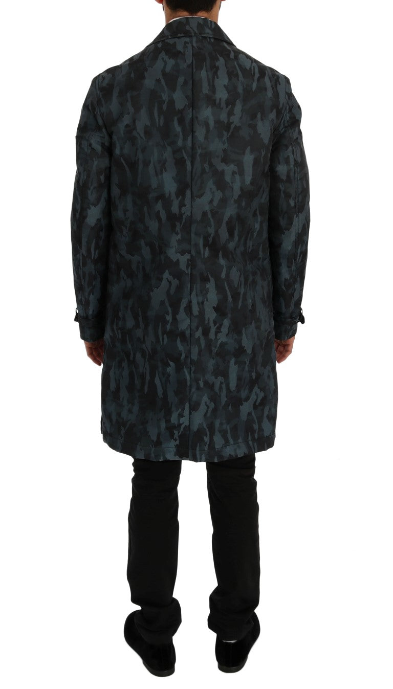 Dolce & Gabbana Blauer Camouflage Trenchcoat Eleganz