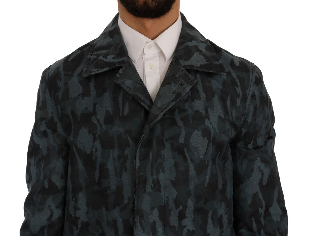 Dolce & Gabbana Blauer Camouflage Trenchcoat Eleganz