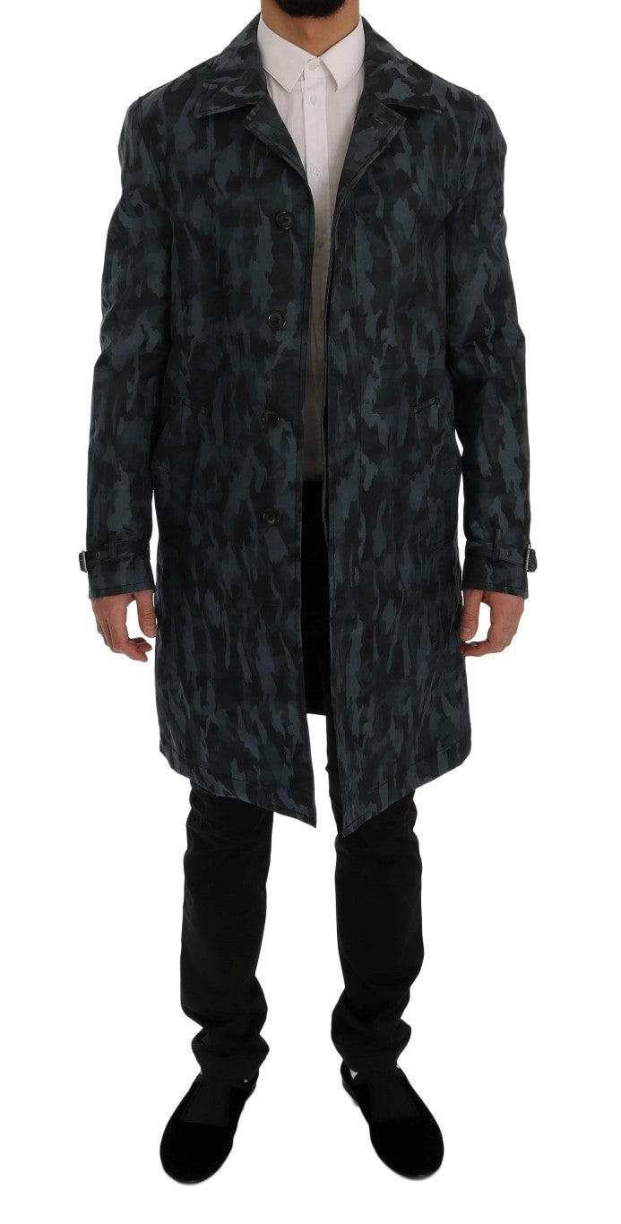 Dolce & Gabbana Blauer Camouflage Trenchcoat Eleganz