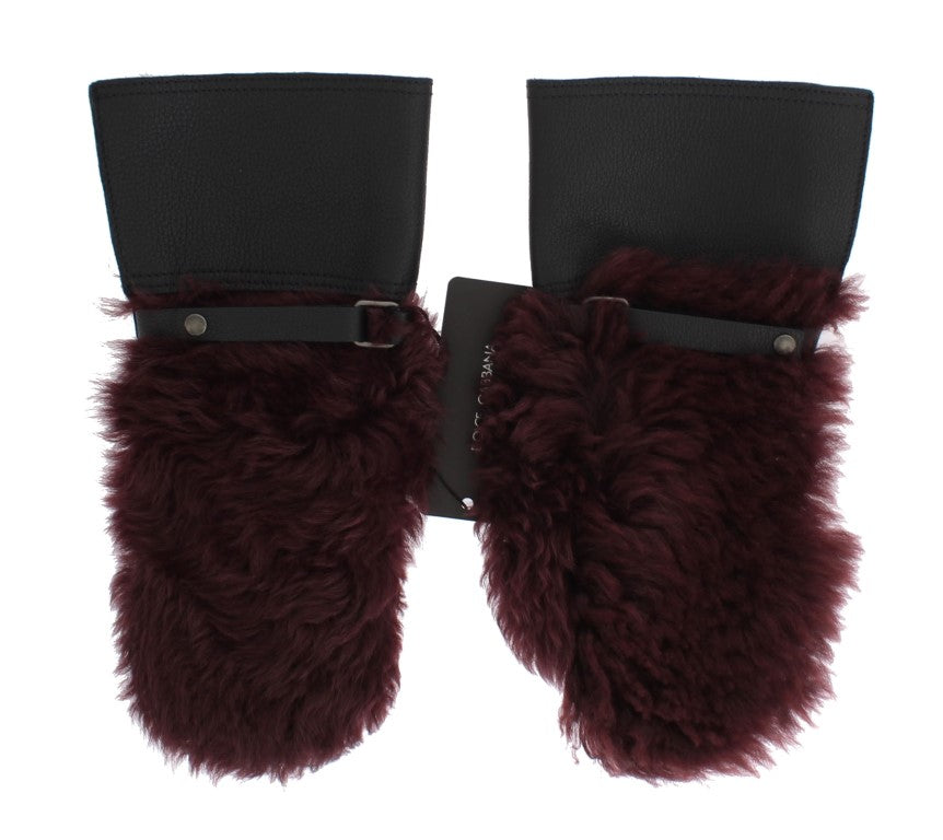 Dolce &amp; Gabbana Elegant Leather Gloves in Black and Bordeaux