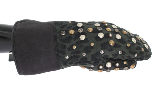 Dolce &amp; Gabbana Elegant studded gloves in grey wool and shearling