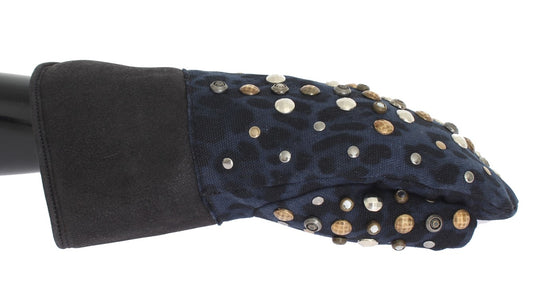 Dolce &amp; Gabbana Chic grey wool and shearling gloves with studded details