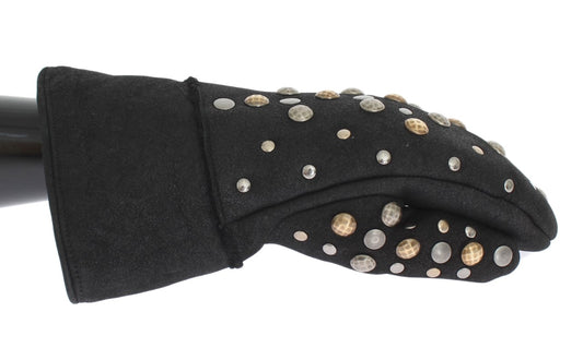 Dolce &amp; Gabbana Elegant studded gloves in grey wool