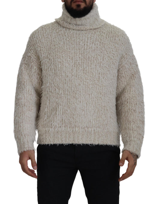 Dolce & Gabbana Eleganter Rollkragenpullover aus Wollmischung in Creme