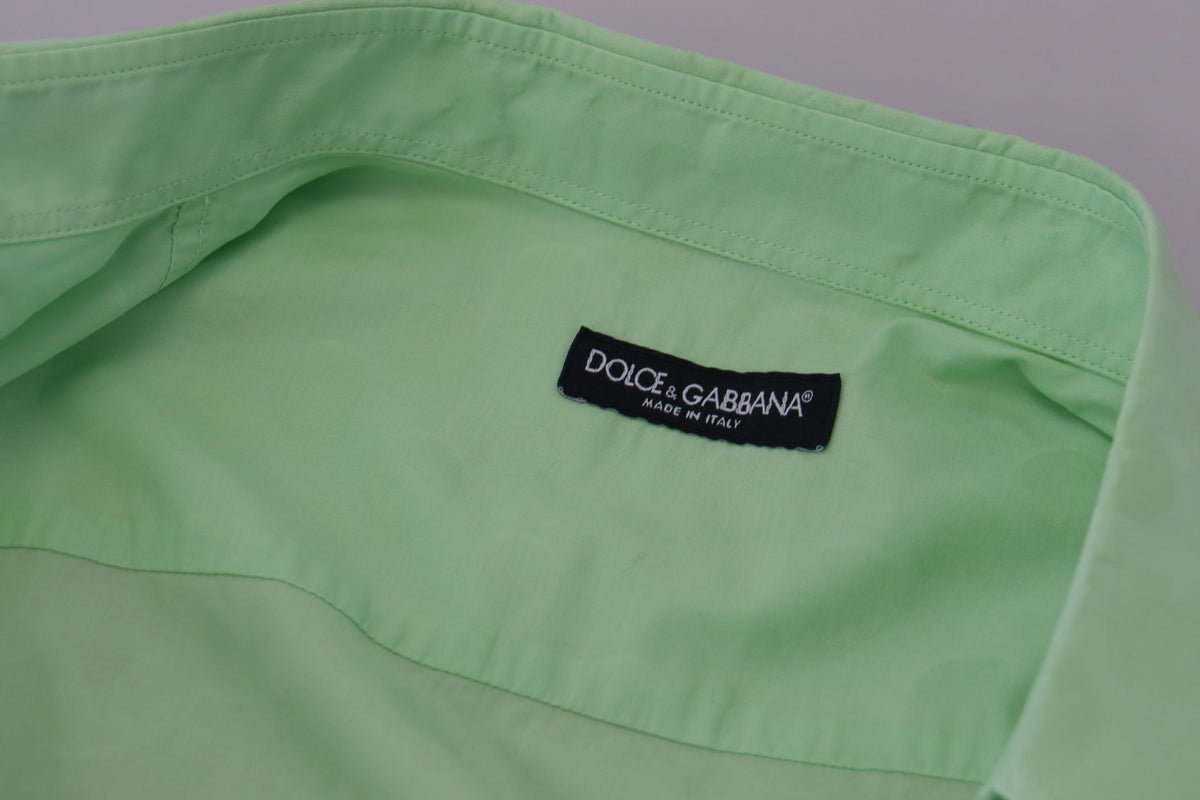 Dolce &amp; Gabbana Mint Green Slim Fit Casual Button Down Shirt