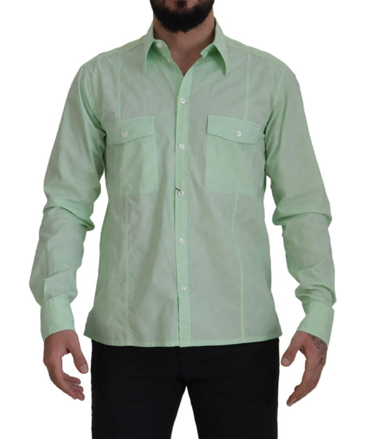 Dolce &amp; Gabbana Mint Green Slim Fit Casual Button Down -paita