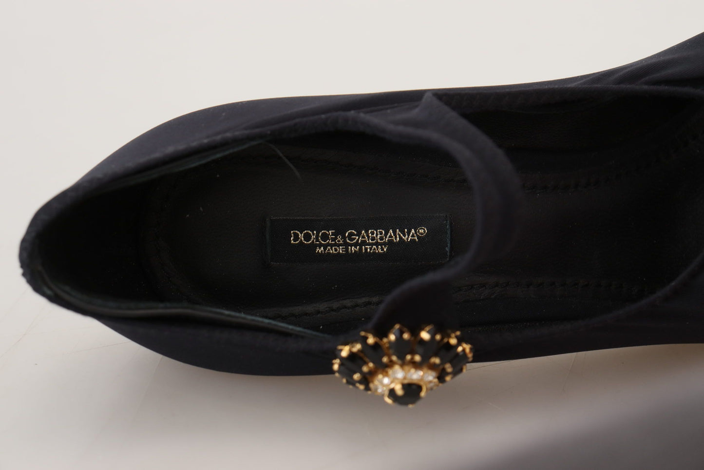 Dolce & Gabbana Schicke schwarze Mary Jane Sockenpumps mit Kristallen