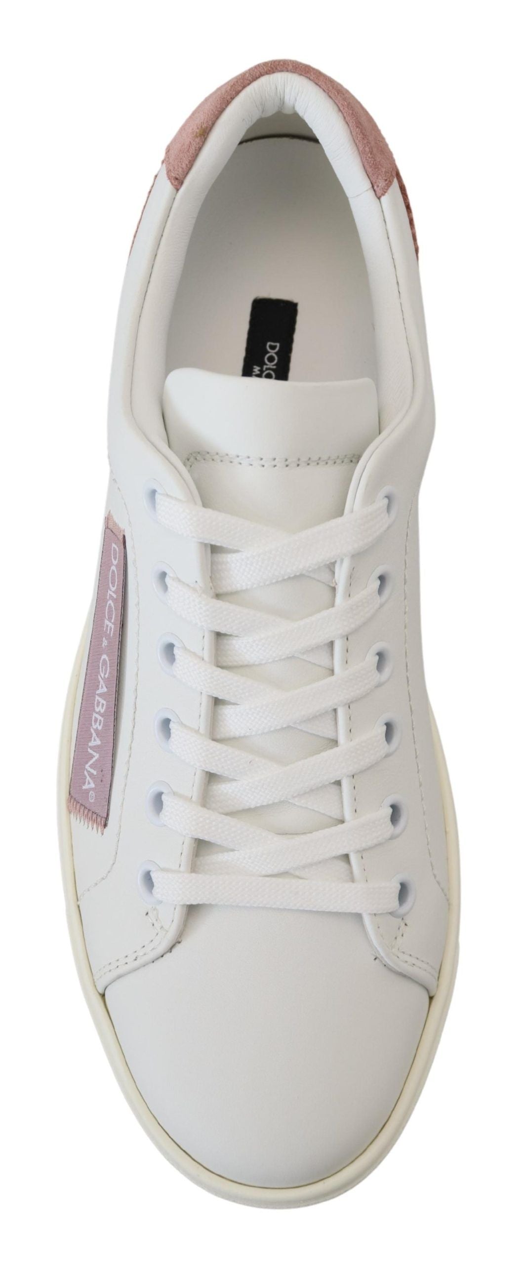 Dolce &amp; Gabbana Chic low-top leather sneakers in white and pink