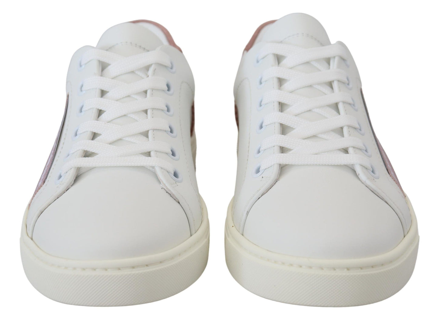 Dolce &amp; Gabbana Chic low-top leather sneakers in white and pink