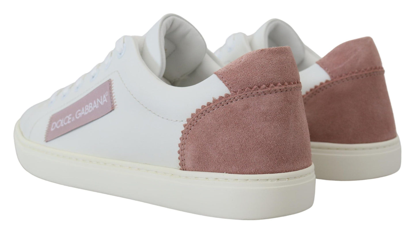 Dolce &amp; Gabbana Chic low-top leather sneakers in white and pink