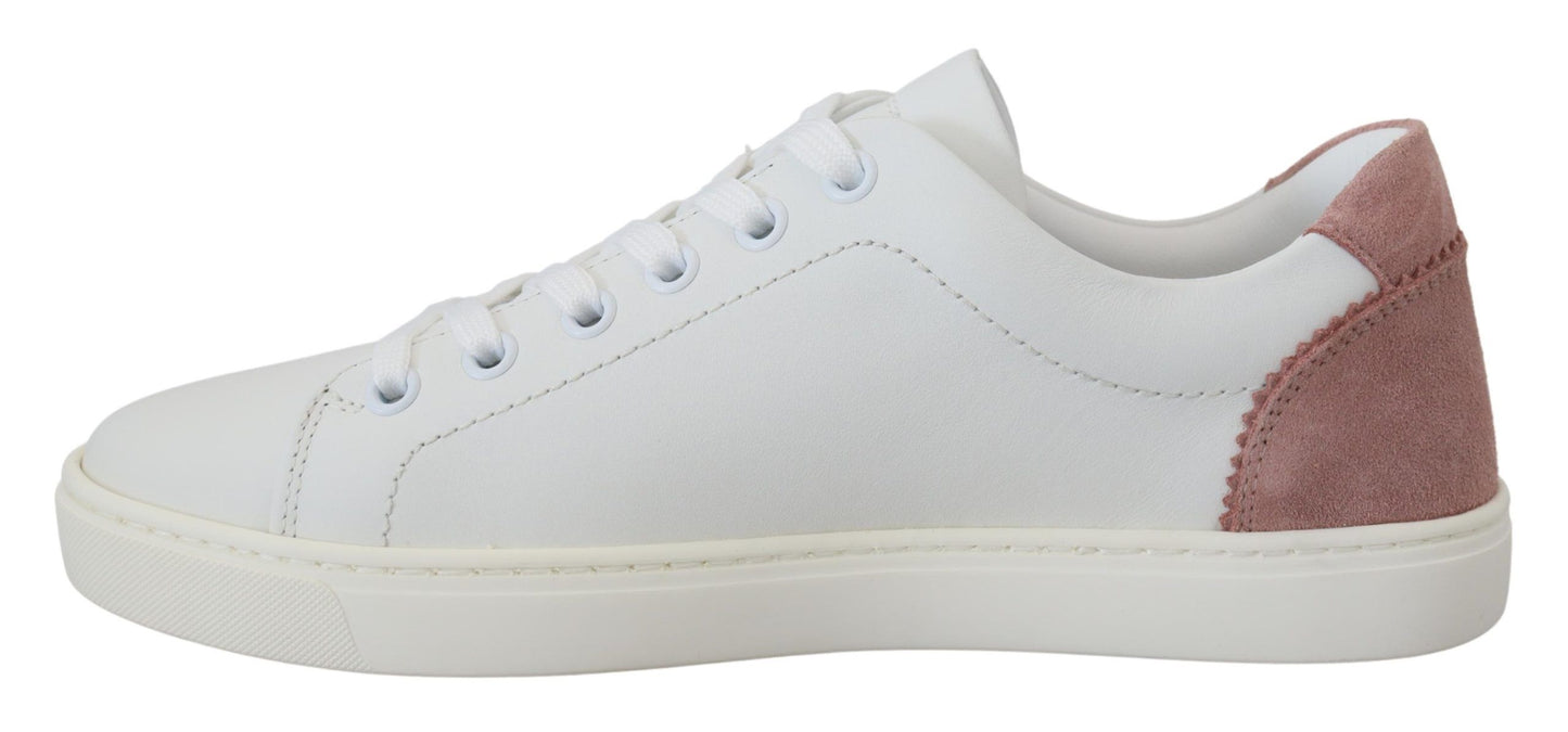 Dolce &amp; Gabbana Chic low-top leather sneakers in white and pink