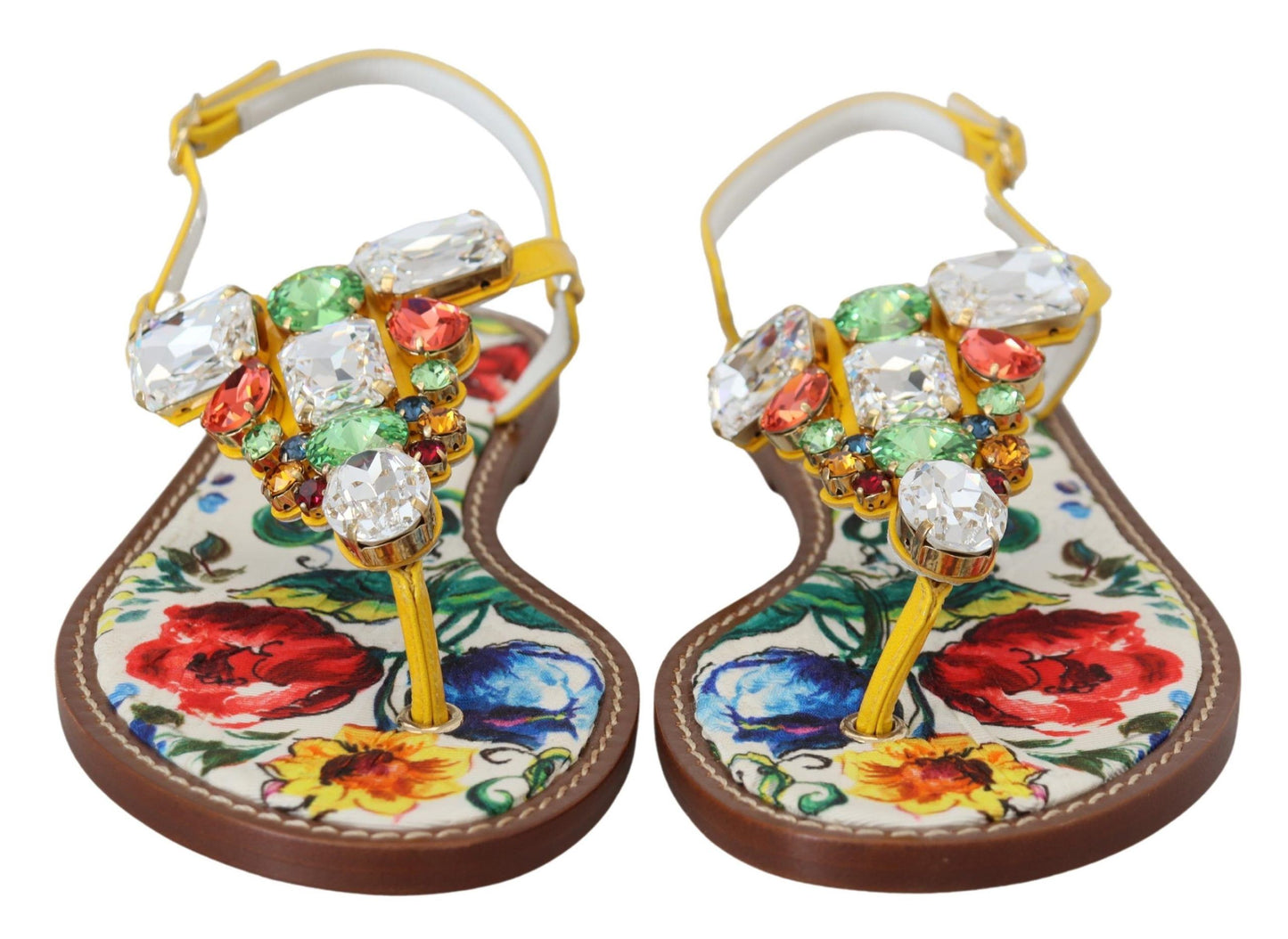 Dolce &amp; Gabbana Majolica -nahkasandaalit kristallikoristeilla