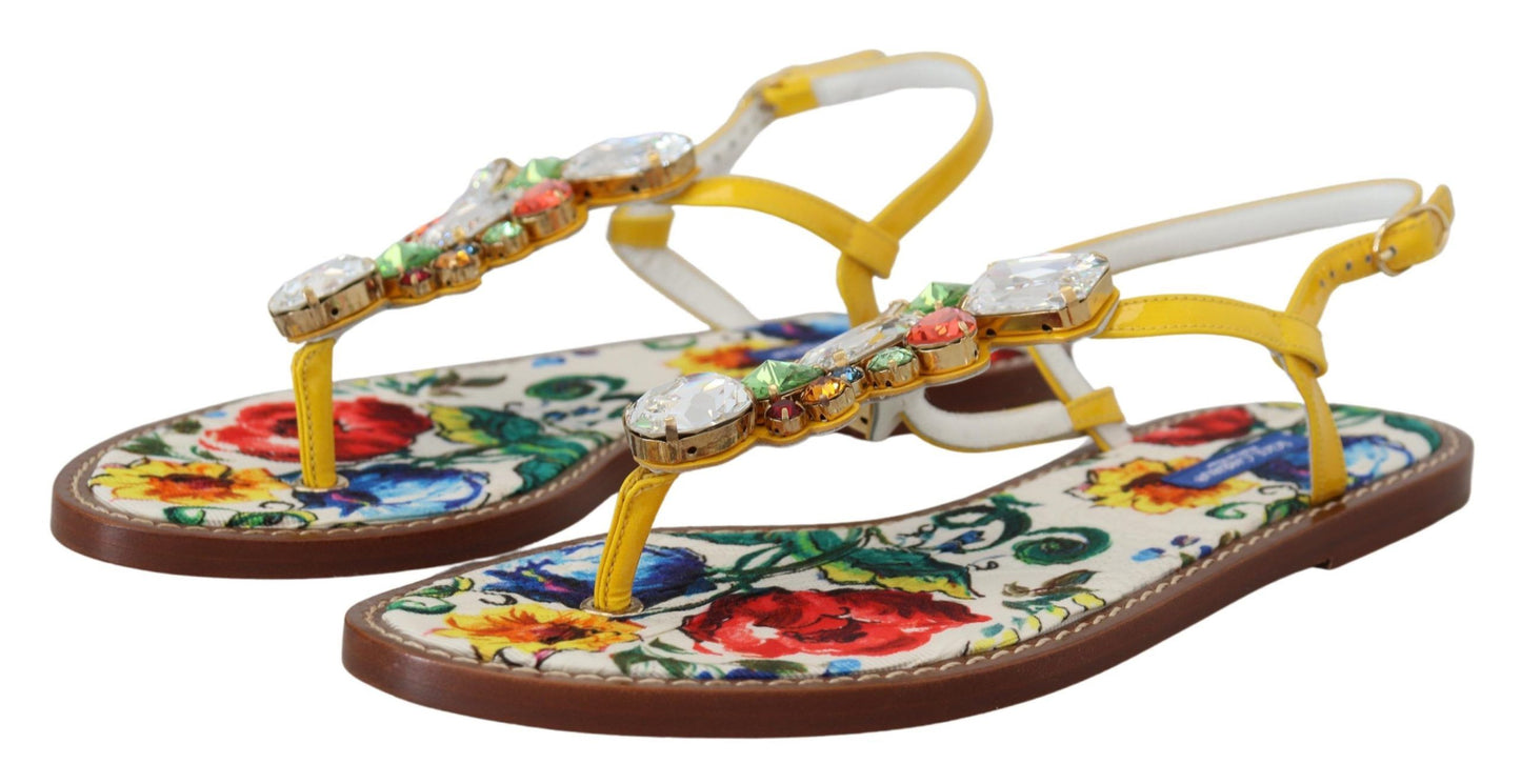 Dolce &amp; Gabbana Majolica -nahkasandaalit kristallikoristeilla