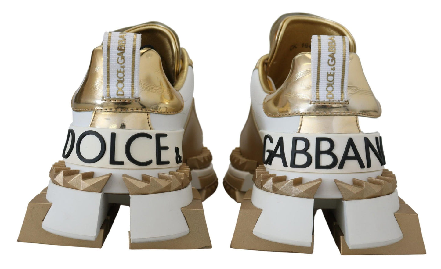 Dolce &amp; Gabbana Elegant Leather Sneakers in White and Gold