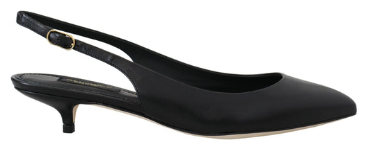 Dolce &amp; Gabbana Elegant slingback pumput mustaa nahkaa