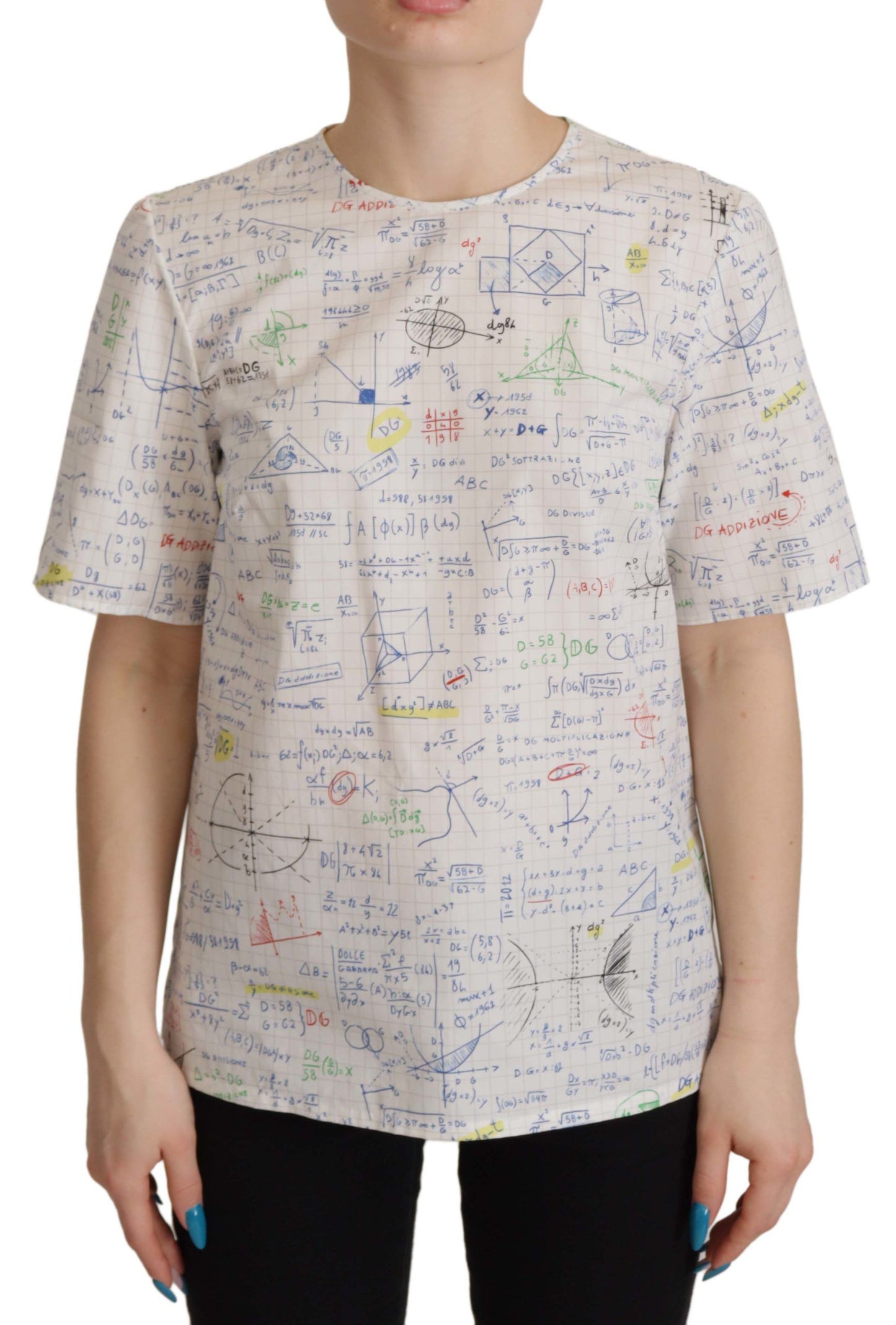 Dolce &amp; Gabbana Algebra Print Crew Neck Cotton T-paita