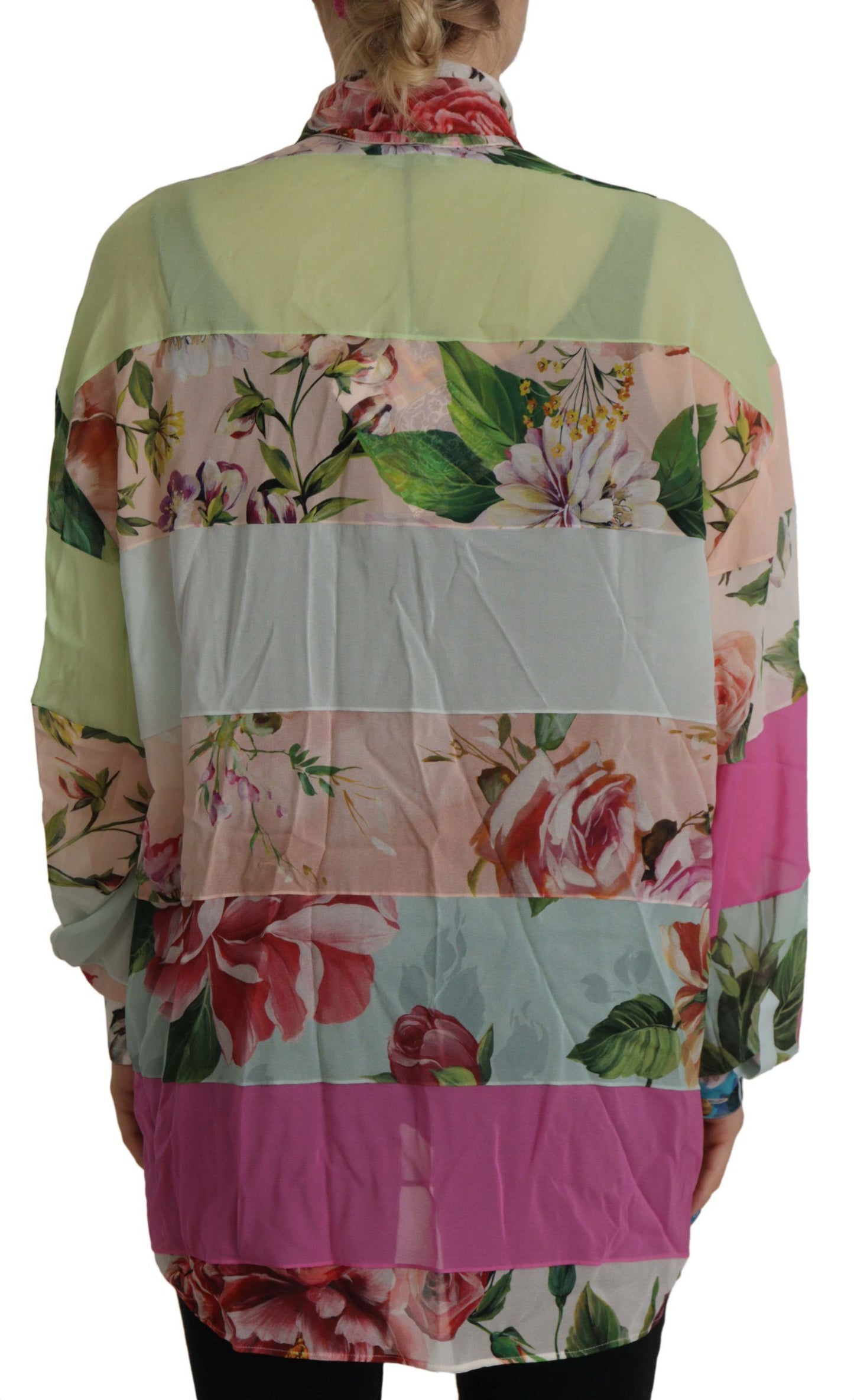 Dolce &amp; Gabbana Elegant patchwork silk blouse with floral pattern