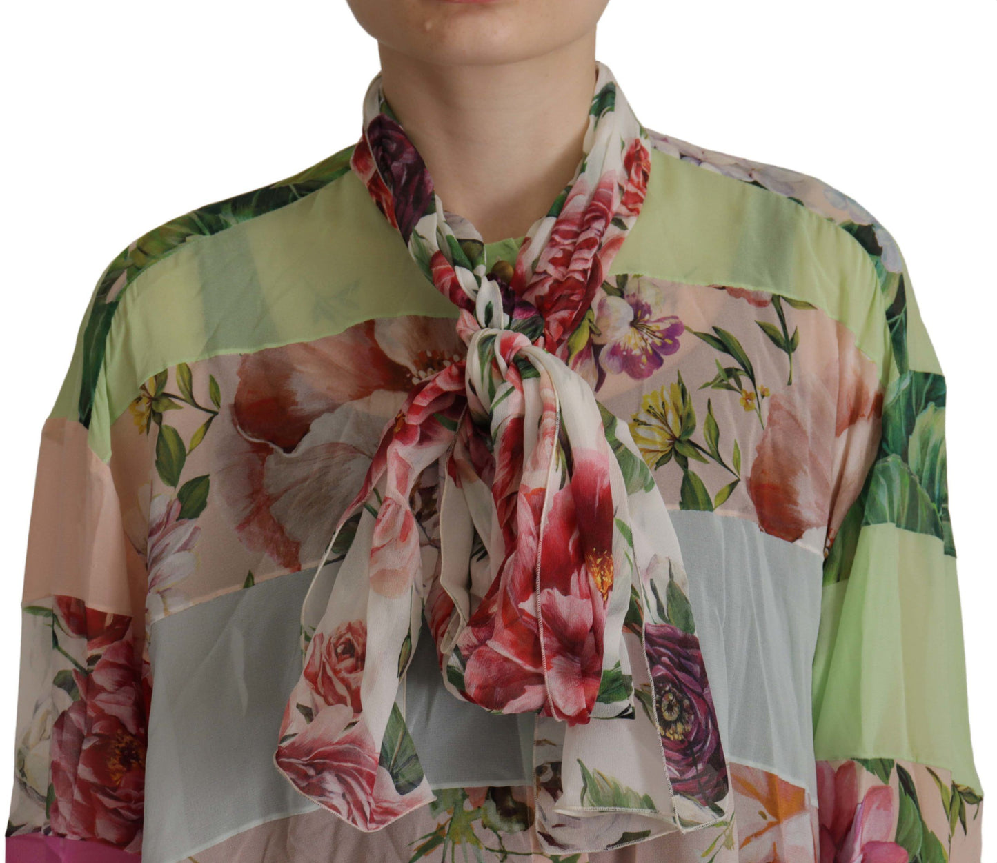 Dolce &amp; Gabbana Elegant patchwork silk blouse with floral pattern