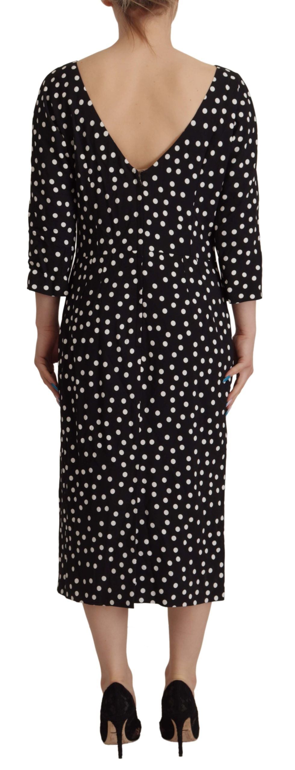 Dolce &amp; Gabbana Polka Dot Coat Midi Elegance