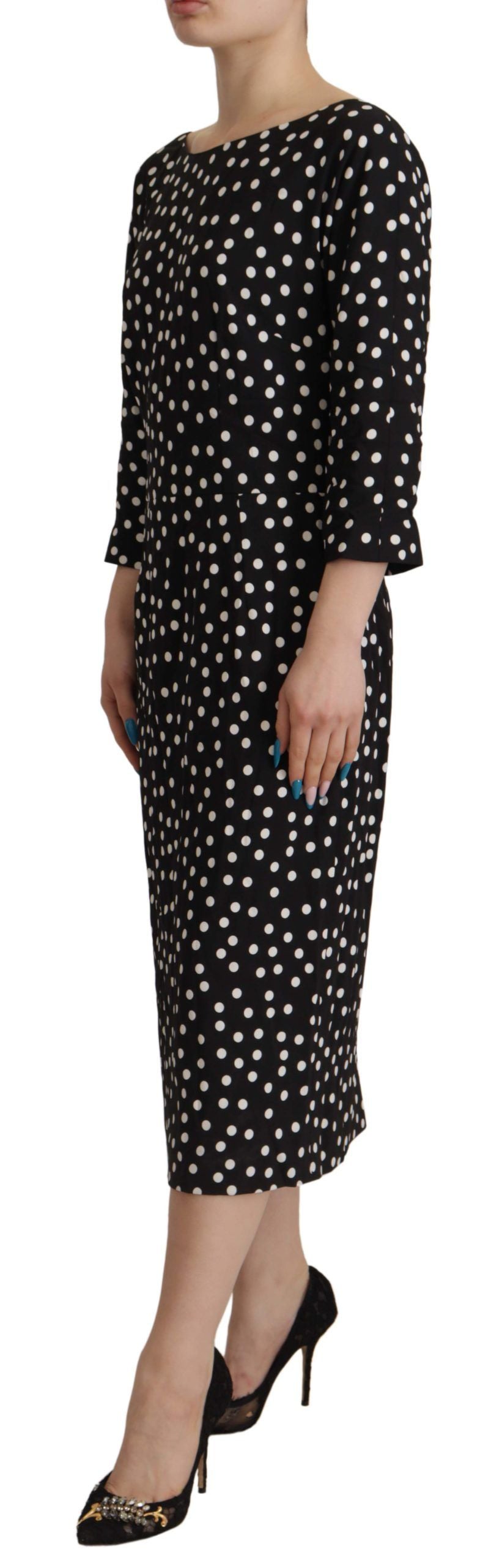 Dolce &amp; Gabbana Polka Dot Coat Midi Elegance