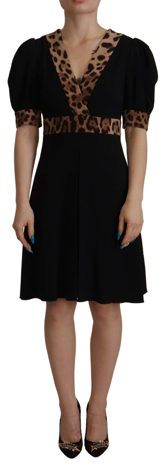 Dolce &amp; Gabbana Elegant Black A-Line Dress with V-Neck