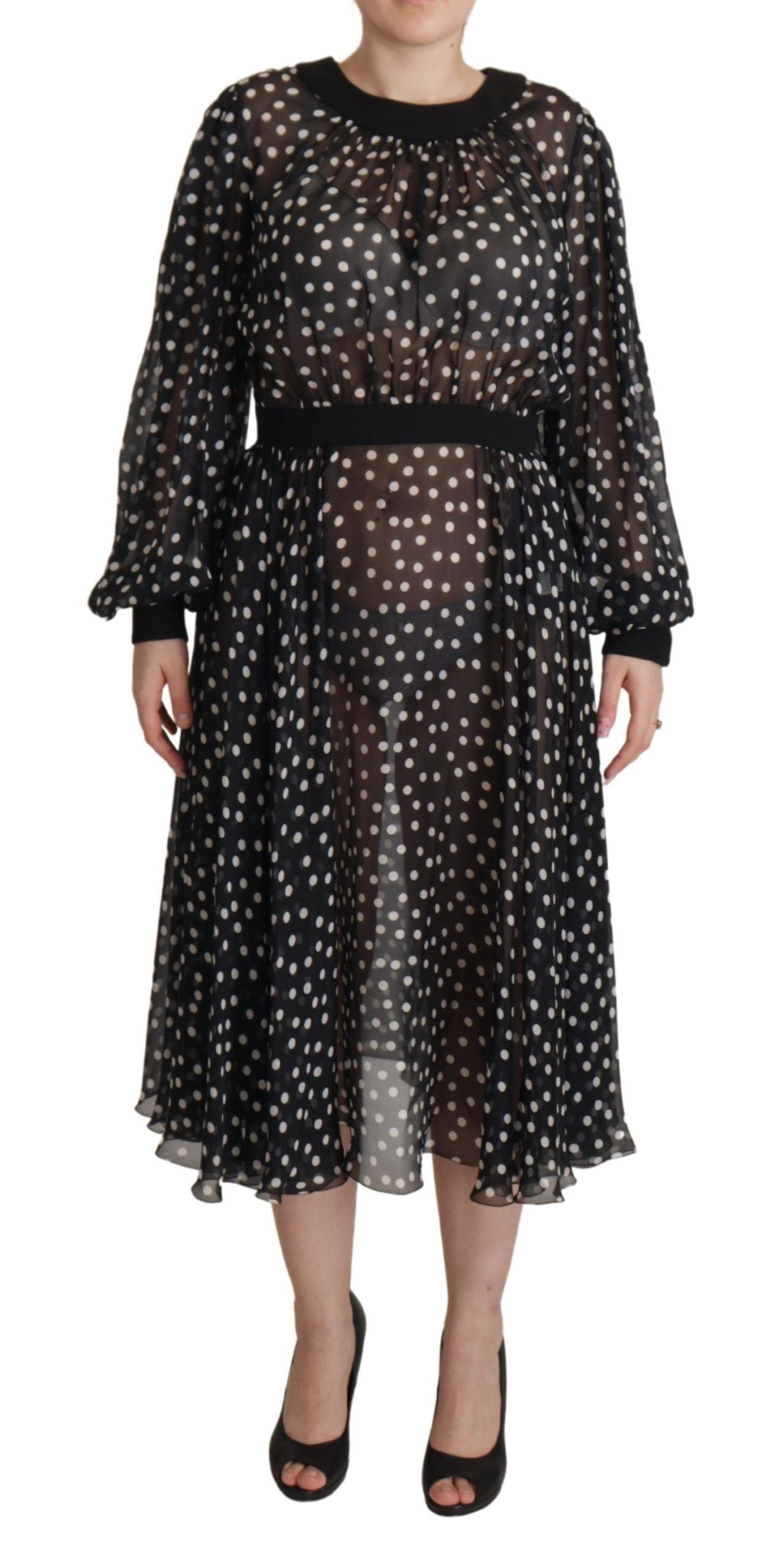 Dolce &amp; Gabbana Elegant dotted silk midi dress