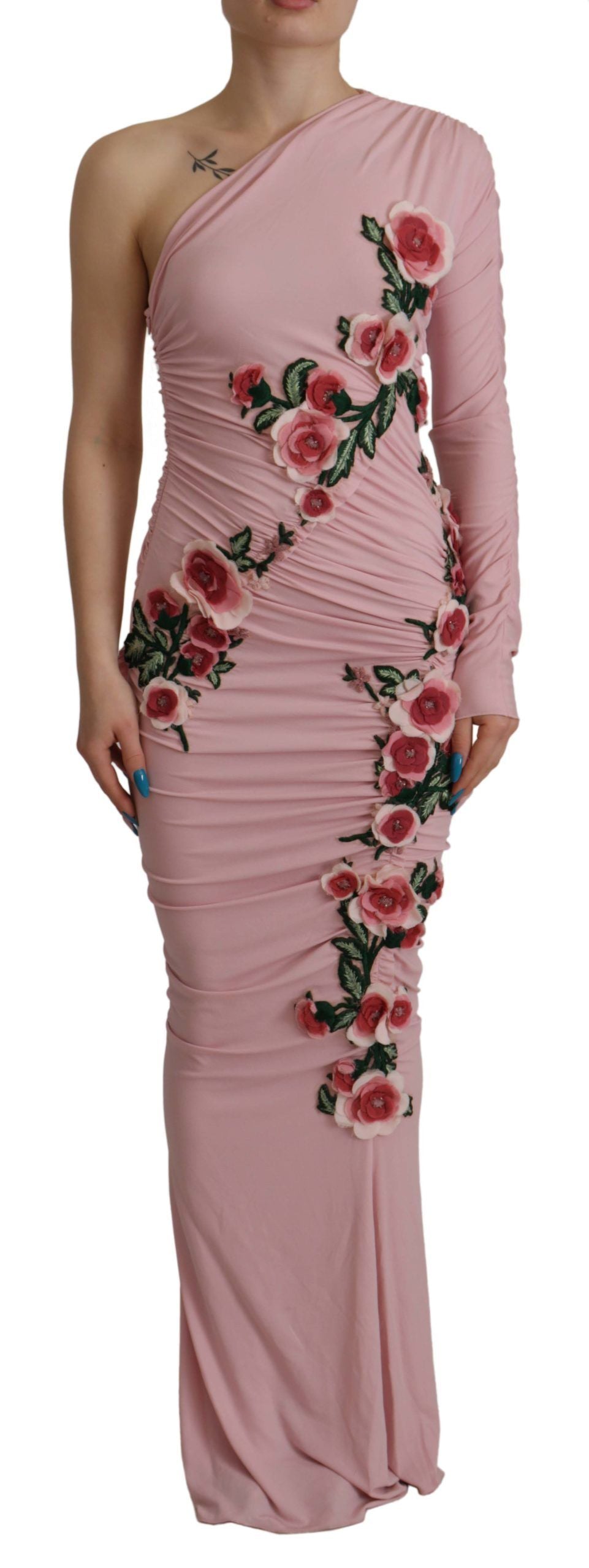 Dolce &amp; Gabbana Elegant Pink One-Shoulder Bodycon Dress