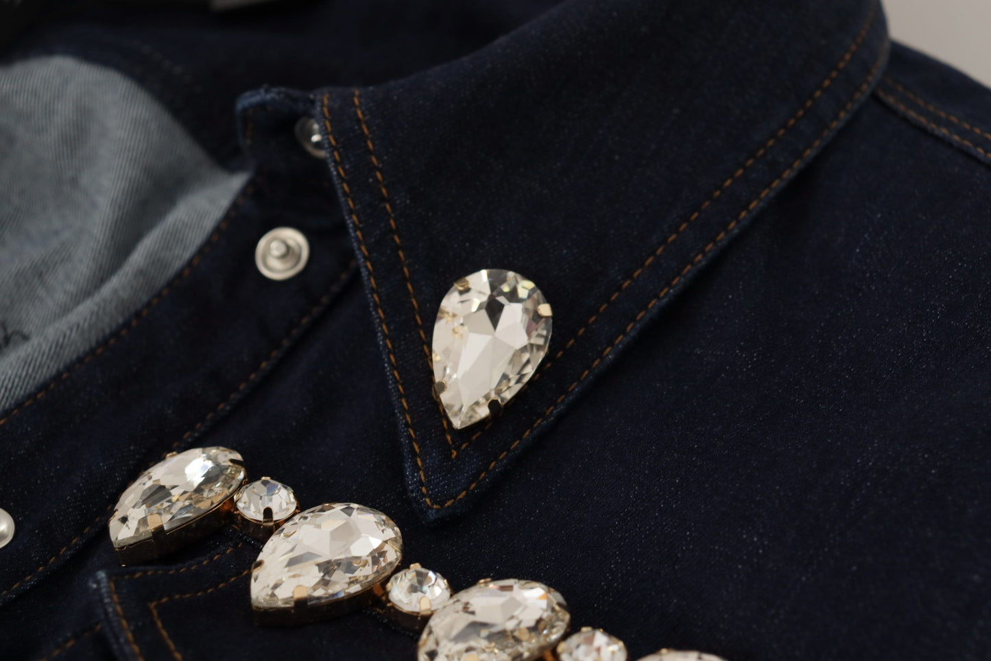 Dolce &amp; Gabbana Elegant denim jacket with crystal embellishment