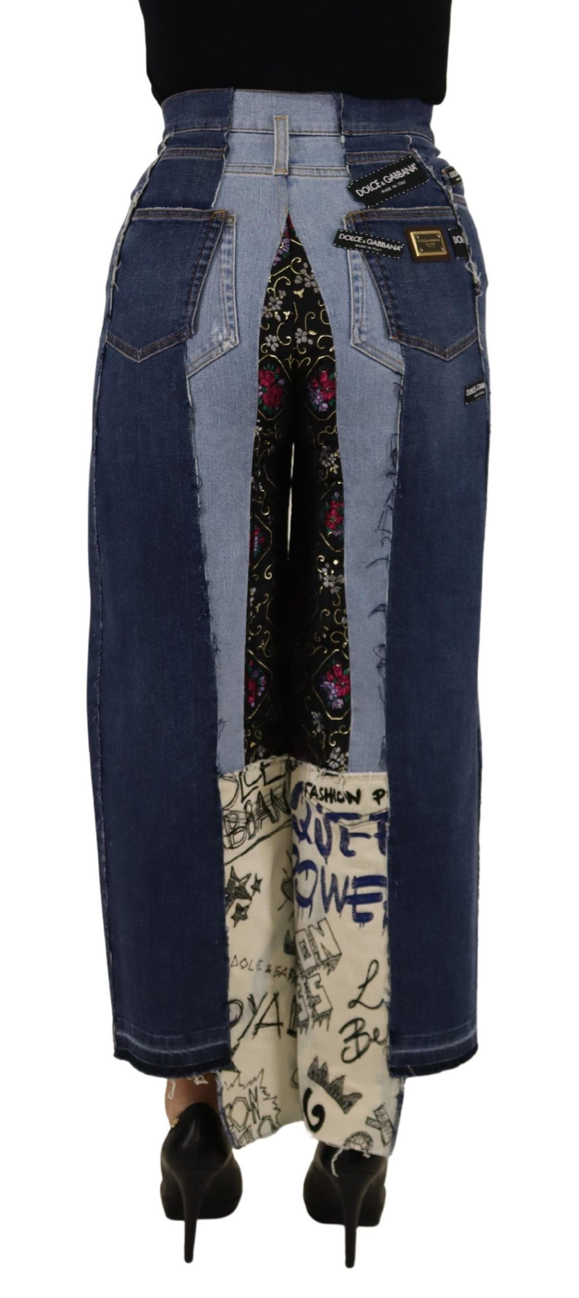 Dolce &amp; Gabbana High Waist Wide Leg Jeans in Multicolor