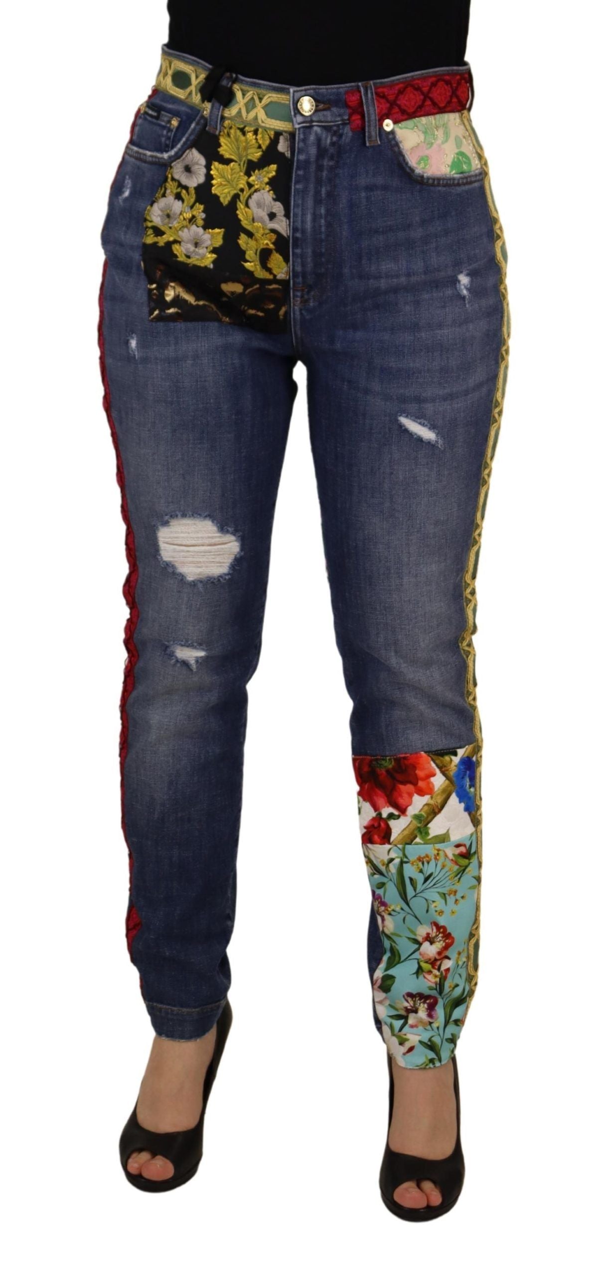 Dolce &amp; Gabbana High Waist Patchwork Skinny Denim