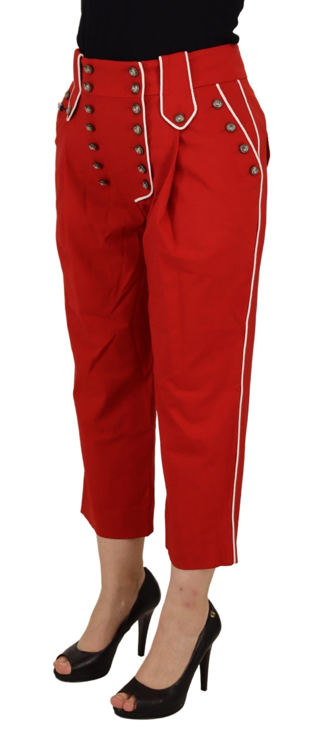 Dolce &amp; Gabbana Elegant Red High-Waisted Pants