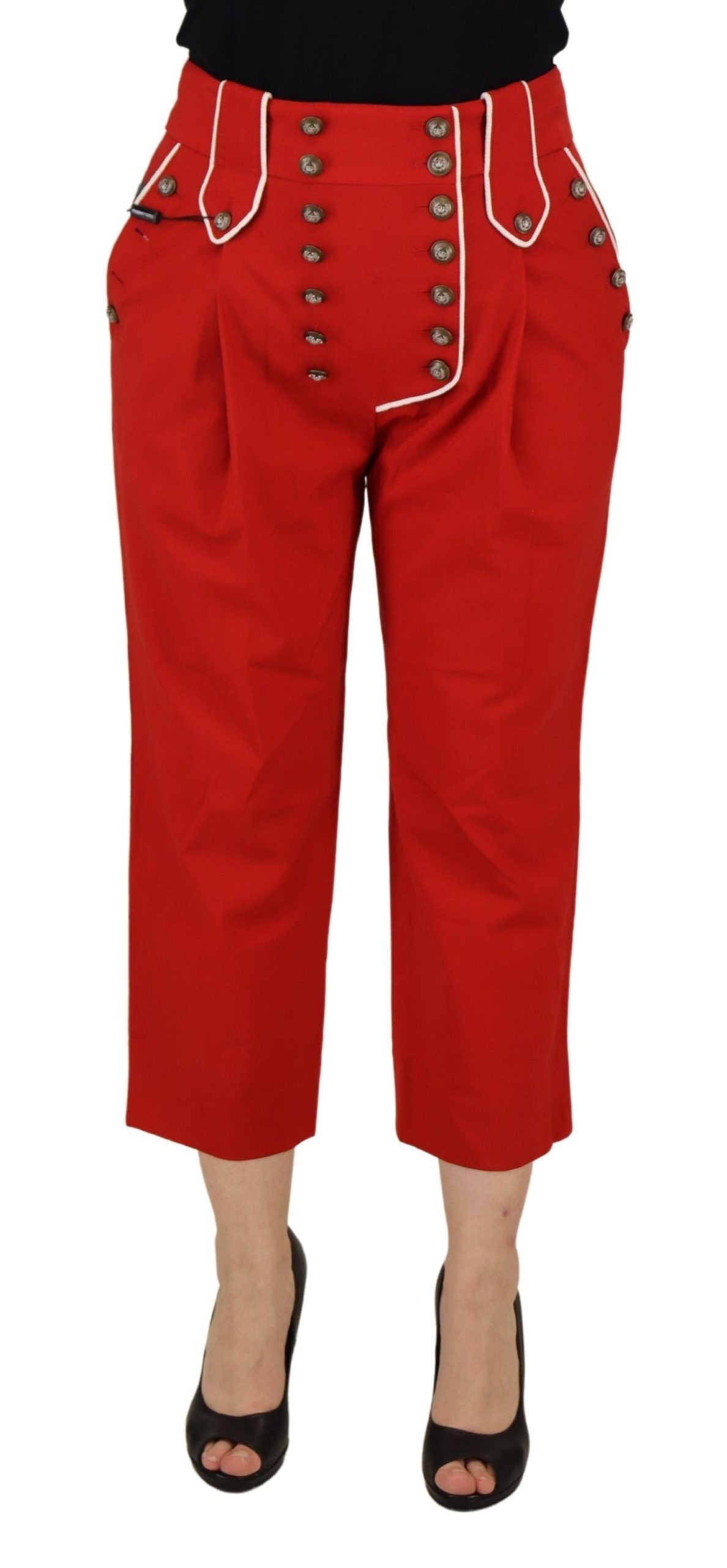 Dolce &amp; Gabbana Elegant Red High-Waisted Pants