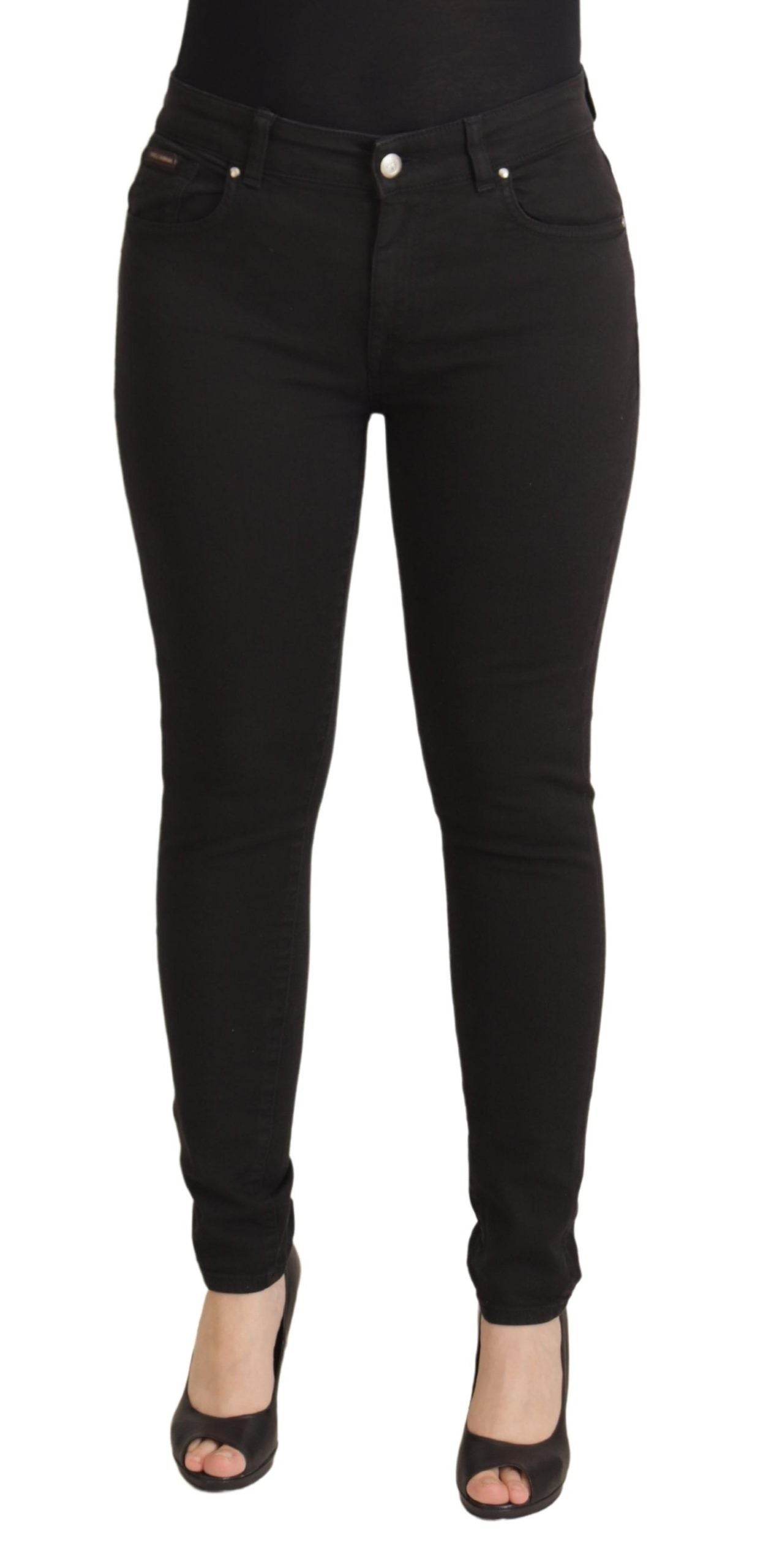 Dolce &amp; Gabbana Smooth Black Cotton Stretch Skinny Jeans