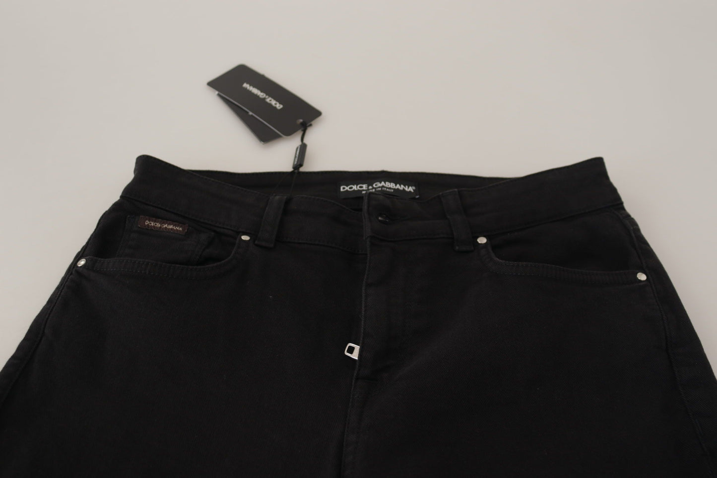 Dolce &amp; Gabbana Smooth Black Cotton Stretch Skinny Jeans