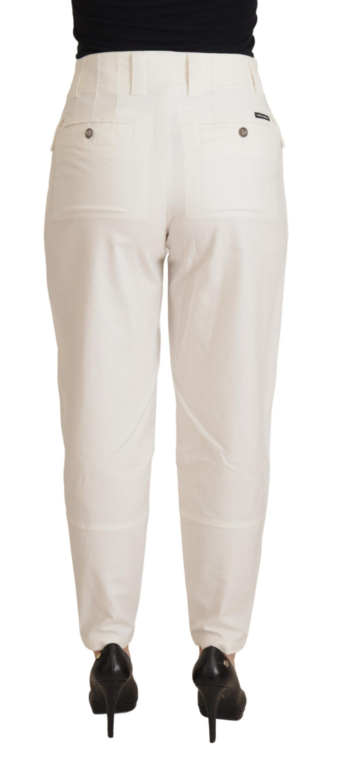 Dolce &amp; Gabbana Elegant white tailored high waist trousers